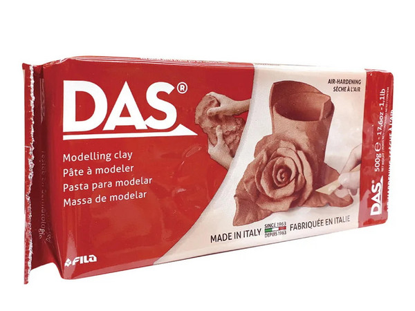 Masa Arcilla Terracota para Modelar. Presentación de 500 g, Secado al Aire, Libre de Gluten y Lavable. Color Terracota, Tipo Bolsita, Procedencia de Italia.