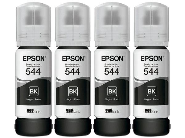 Kit de 4 Botellas de Tintas Epson 544, Color Negro.