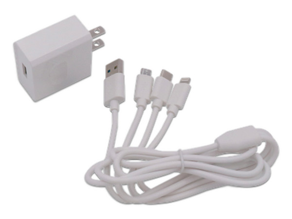 Cargador de Pared EPCOM PL52C, Multi-puertos, 1 x USB-C, 1 x Micro USB, 1 x Lightning, 5V, Color Blanco.