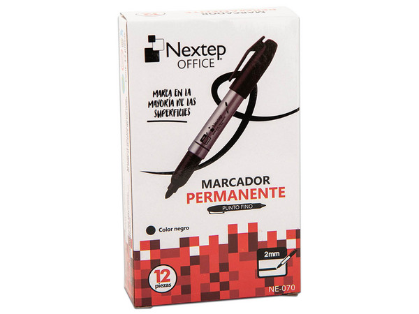 Marcador Permanente Nextep Punta Fina 2mm, Color Plata, Caja con 12 Piezas.