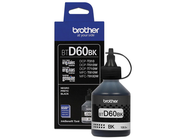 Botella de Tinta Brother, color Negro, Modelo: BTD60BK, Alto Rendimiento.