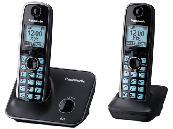 Teléfono Inalámbrico Panasonic KX-TG4112MEB Tecnología DECT 6.0 Digital, Altavoz en base, LCD, Identificador de llamadas e iluminación color azul.