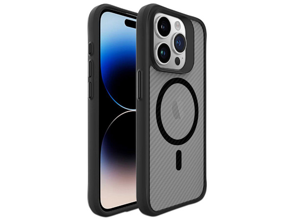 Funda TEKKU TK-01-008-018-01 Combat Carbon para iPhone 15 PRO MAX, Color Negro, Compatible con MagSafe.