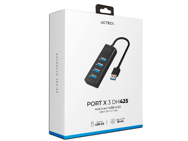 Hub USB Acteck X3 DH425 de 4 Puertos (Convierte 1 puerto USB-A 3.0 en 4). Color Negro. - imagen 3