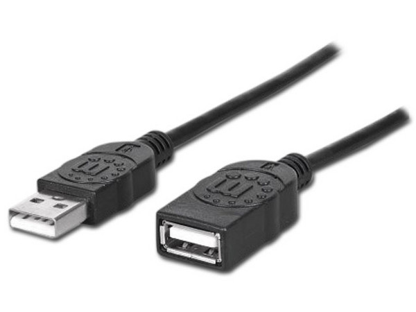 Extensión de cable USB, A macho / A hembra, 1.8m, Color Negro.