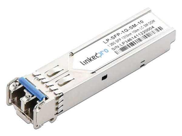Transceptor SFP+ Linkedpro LP-SFP-1G-SM-10, 1.25G TX, 1310nm, Monomodo, Distancia de hasta 10 km, Conectores Dúplex LC.