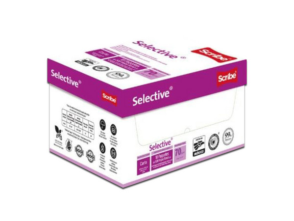 Papel Scribe Selective, Carta, 99% Blancura, Caja con 5000 Hojas.