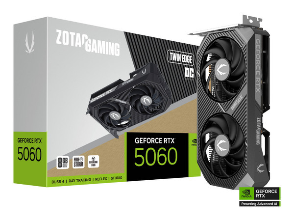 Tarjeta de Video NVIDIA GeForce RTX 5060 Zotac TWIN EDGE OC, 8GB GDDR7, 128 Bits, 1xHDMI, 3xDisplayPort, PCI Express 5.0.