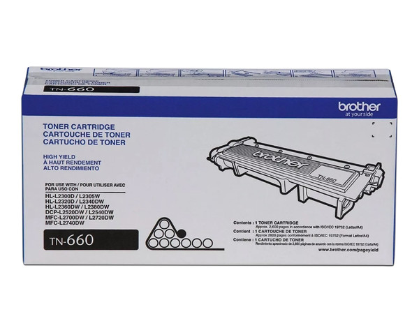 Cartucho de Tóner Brother TN660 Negro, Modelo: TN660COMP-S.