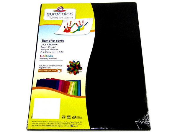 Papel cortado Eurocolors EC0014 tamaño Carta, 100 piezas. Color Negro. - imagen 2