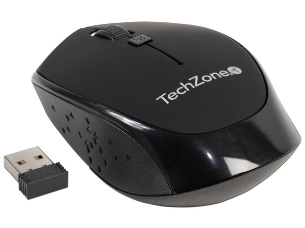 Mouse óptico inalámbrico TechZone TZ19MOU01-INA, receptor USB, Color Negro.