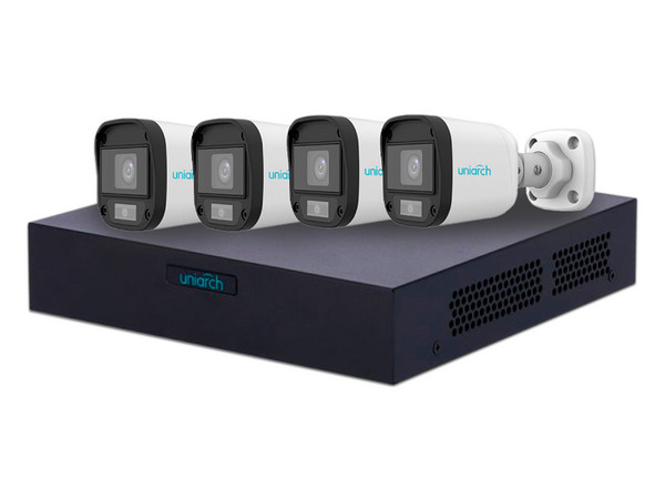 Kit de Videovigilancia Uniarch Color Hunter, Incluye DVR XVR-104F, 4 Cámaras Tipo Bala UAC-B112-F28-W de 2MP.