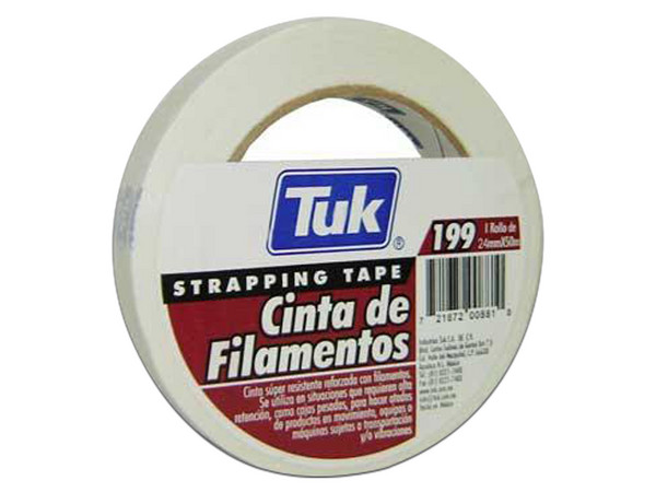 Cinta de Filamentos TUK 196T de 24mm x 50m, Flejadora, Color Blanco.