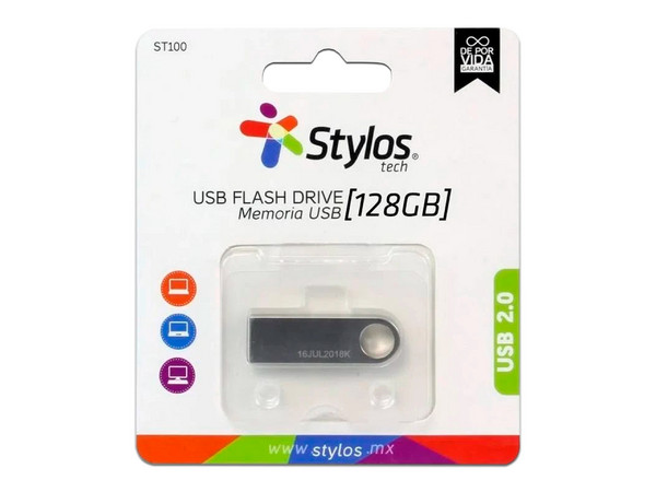Unidad Flash USB 2.0 Stylos STMUSB5B de 128 GB. Color Plata. - imagen 3