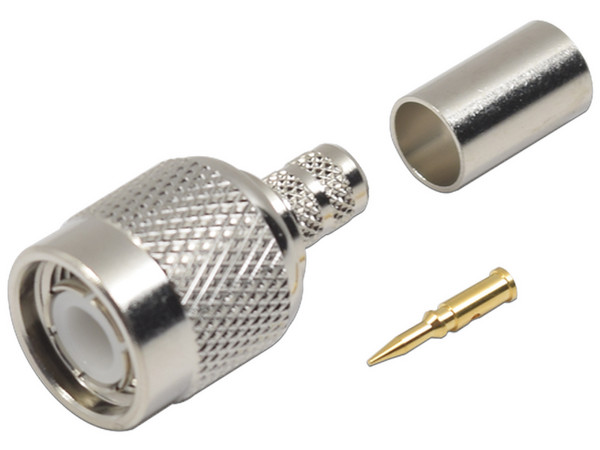 Conector TNC Macho de Anillo Plegrable RF Industries para Cables RG-58/U, RG-142/U.