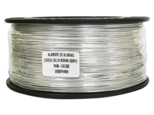 Bobina de Alambre Pamon PAM-CAC600 para Cerca Electrificada, Aluminio, Calibre 14, 500 m, Alta Conductividad, Anti-Oxidante.