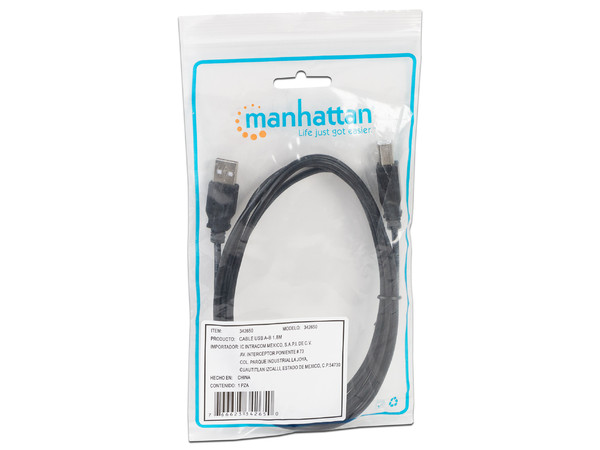 Cable Manhattan USB 2.0 A macho/ B macho de 1.8 Mts. para Impresora y Escáner - imagen 3
