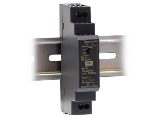 Fuente de Poder Industrial Mean Well HDR-15-12 de 12VDC, 15W, Ultra Delgada, Riel Din.