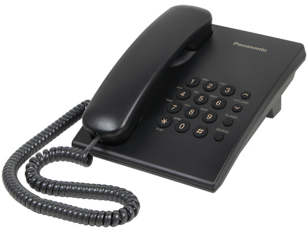 Teléfono Alámbrico Panasonic KX-TS500, Básico, una Linea, sin Memorias, Color Negro.