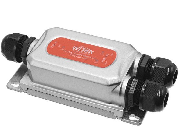 Extensor PoE Wi-Tek para exterior, Entrada PoE de 90W y 2 salidas PoE de 60W y 30W, Protección IP68.