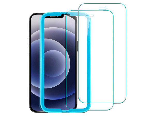 Mica de vidrio ESR para iPhone 12 y 12 Pro (2 piezas), Transparente.