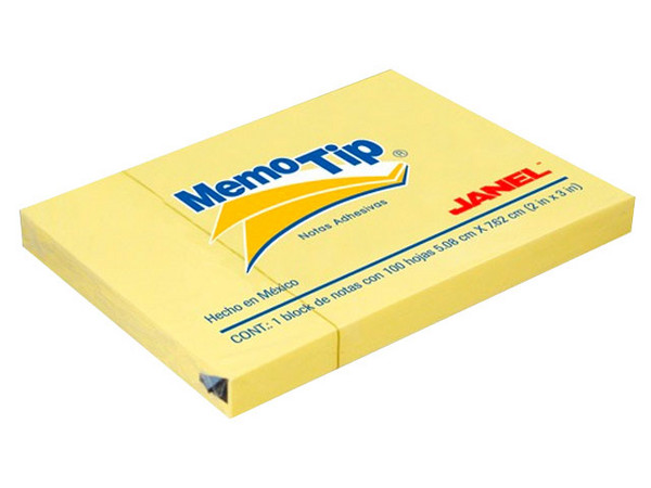 Notas Adhesivas Janel Memo Tip 5.08 cm x 7.62 cm, 100 hojas,  paquete con 12 piezas, Color Amarillo.