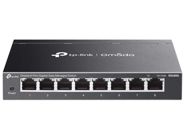 Switch TP-Link Omada ES208G de 8 puertos 10/100/1000Mbps, Administrable, Color Negro.