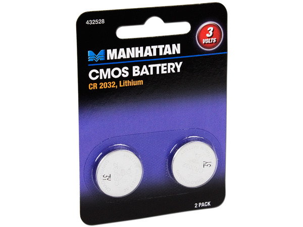 Baterías Manhattan CMOS 2032, Voltaje 3V, Juego de 2 Piezas.