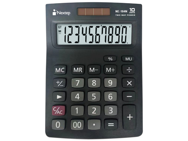  Calculadora Nextep 10 Dígitos Semi Escritorio funciona con batería y solar, ideal para tareas de cálculo diarias y uso de oficina.