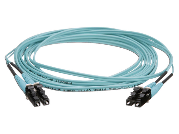 Jumper de Fibra Óptica Panduit Multimodo 50/125 OM4, LC-LC Dúplex, OFNR (Riser), Color Aqua, 20 Metros.