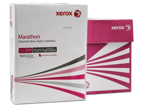 Papel Bond Xerox Marathon 003M02051, caja con 10 paquetes de 500 hojas cada uno, tamaño carta.