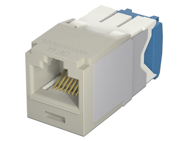 Conector Jack RJ45 Panduit CJ6X88TGIG Estilo TG, Categoría 6A, Mini-Com, 8 posiciones y 8 cables. Color Gris.