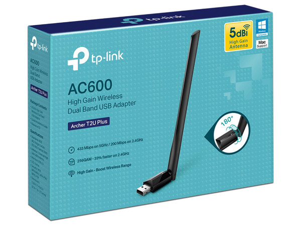Adaptador Inalámbrico USB TP-Link Archer T2U Plus AC600 de doble banda, Wireless AC (Wi-Fi 5), hasta 600Mbps, antena de alta ganancia, USB. - imagen 3