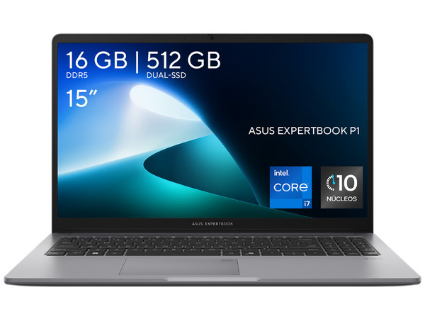 Laptop ASUS ExpertBook   P1503CVA-i716G512-P1 :Procesador Intel Core i7 13620H (Hasta 4.9 GHz ),Memoria de 16GB DDR5,SSD de 512GB,Pantalla de 15.6" LED,S.O. Windows 11 Pro (64 Bits)