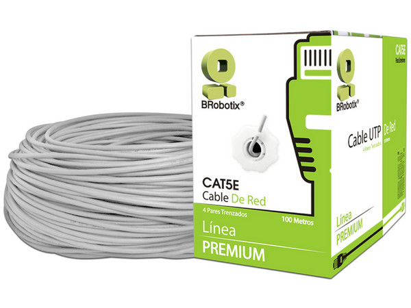 Bobina de Cable Brobotix Cat5e (UTP) Caja con 100m. Color Gris