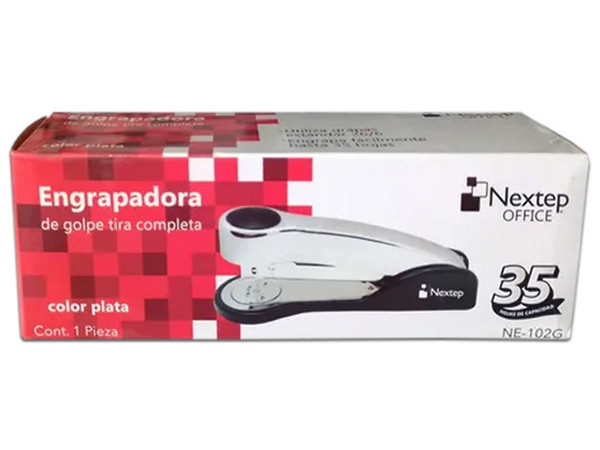 Grapadora de Golpe Nextep Metálica Tira Completa para 35 Hojas. - imagen 2