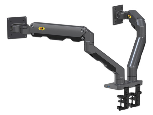 Soporte de Escritorio Epcom G65-NB para 2 Monitores de 27" a 34", Soporta hasta 16Kg por brazo. Color Negro.