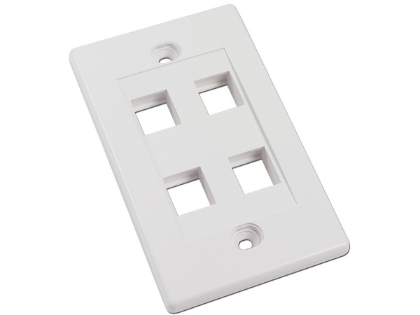 Tapa para caja, Montaje al ras, 4 salidas, Blanco.