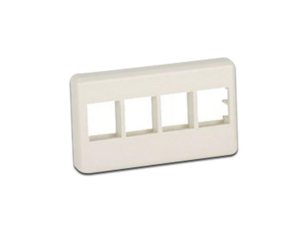 Placa de Pared Para Mueble Modular, Salida Para 4 Puertos Keystone, Color Blanco Mate.