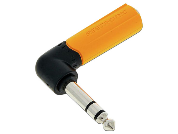 Conector de Audio Seetronic de Plug 1/4 Hembra a Plug de 1/4 Macho, Estéreo, Conector de angulo recto.
