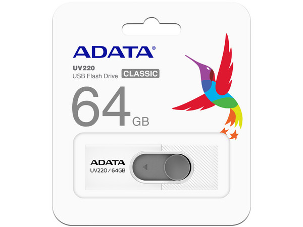 Unidad Flash USB 2.0 ADATA UV220 de 64GB. Blanco/Gris. - imagen 3