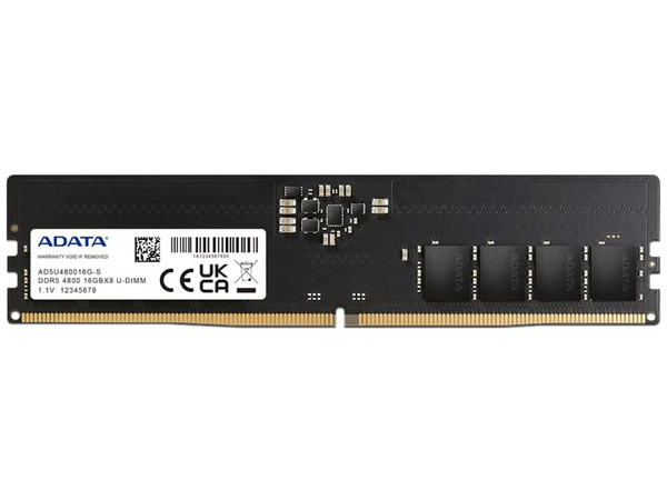 Memoria DIMM Adata, DDR5 PC5-38400 (4800MHz), CL40, 16GB, Color Negro.