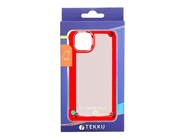 Funda protectora Tekku Shock Hardshell para iPhone 15, Color Rojo. - imagen 3