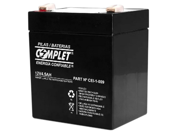 Batería de Reemplazo Complet CEI-1-009, 12v, 4.5Ah, Color Negro.