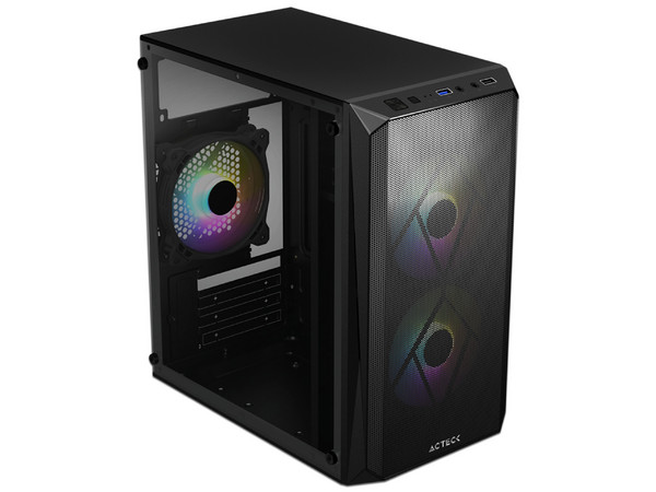 Gabinete Acteck Doom Gl630 Micro Torre, Micro-ATX, Fuente de poder de 500W, Color Negro.