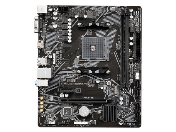 T. Madre GIGABYTE A520M K V2, Chipset AMD A520, Soporta: AMD Ryzen 3ra, 4ta y 5ta Generación, Socket AM4,Memoria: DDR4 5100/3200/2133 MHz, 64GB Max,Integrado: Audio HD, Red,USB 3.2 y SATA 3.0, M.2,Micro-ATX, Ptos: 1xPCIE3.0x16, 1xPCIEx1. - imagen 2