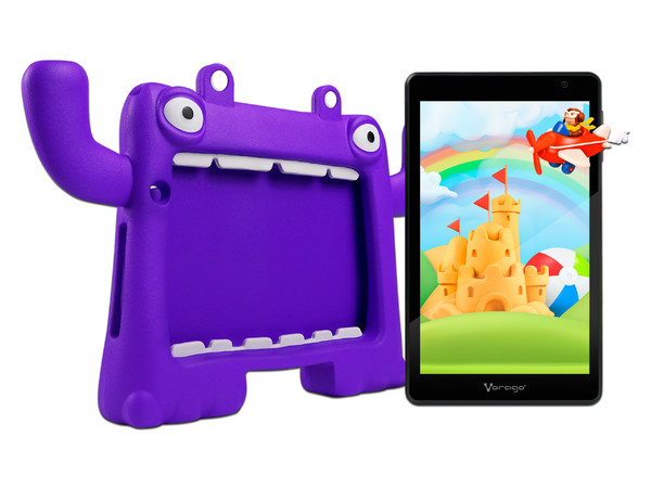 Tablet Vorago Pad 8 Kids:Procesador Quad Core (hasta 2Ghz),Memoria RAM de 4GB, Almacenamiento de 64GB,Pantalla LED Multi-touch de 8",Wi-Fi, Bluetooth,Cámara Principal de 5MP,Android 13. Color Morado.