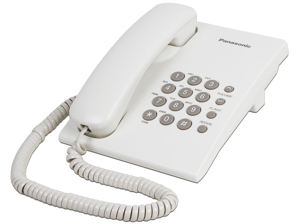 Teléfono Alámbrico Panasonic KX-TS500, Básico, una Linea, sin Memorias, Color Blanco.