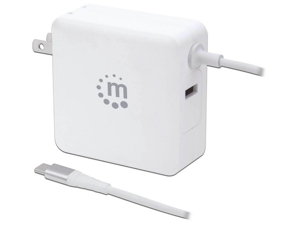 Cargador de energía USB Tipo C Manhattan 180245, 60W, . Color Blanco.
