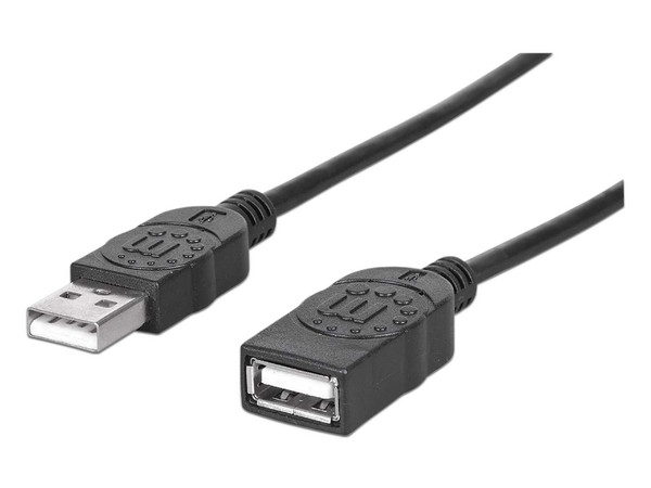 Cable USB Manhattan 308519, USB A a USB A (M-H), 1m, Color Negro.